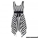 AKwell Women's One Piece Swimsuit Sailor Striped Plus Size Swimwear Cover up Swimdress Black B07N2MLHG7